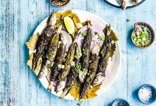 Asma yaprağında mezgit