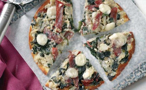 ISPANAKLI VE ENGİNARLI TORTİLLA PİZZA