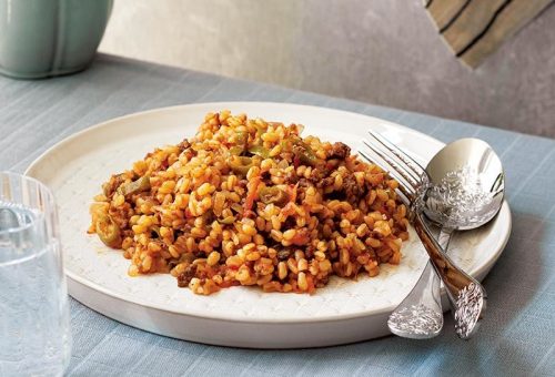 Kıymalı başbaşı bulguru pilavı