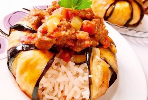 Pilavlı patlıcan kapama