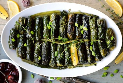 Vişne soslu pazı sarması